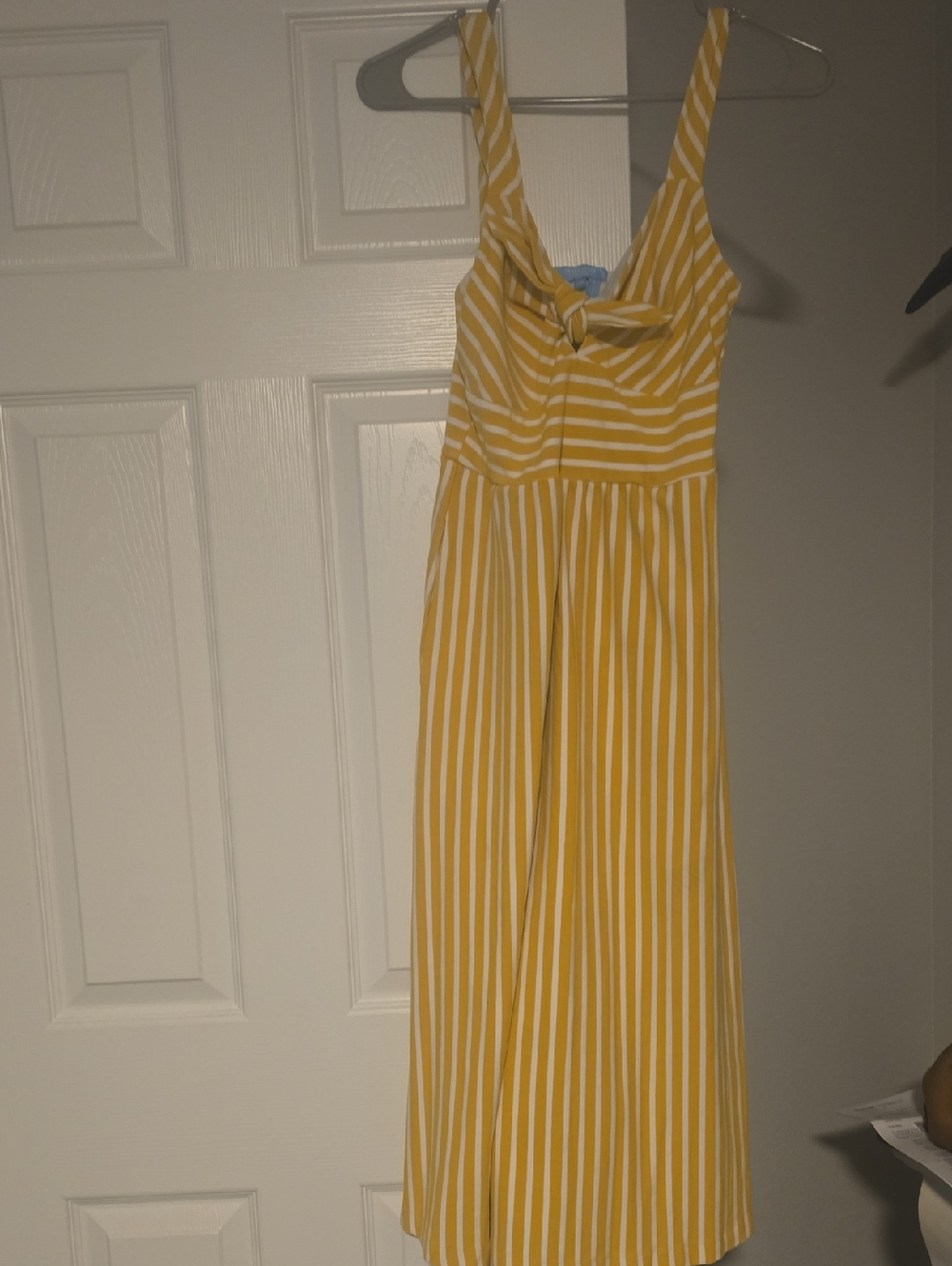 Draper James Yellow and White Striped Sundress with Knot Front